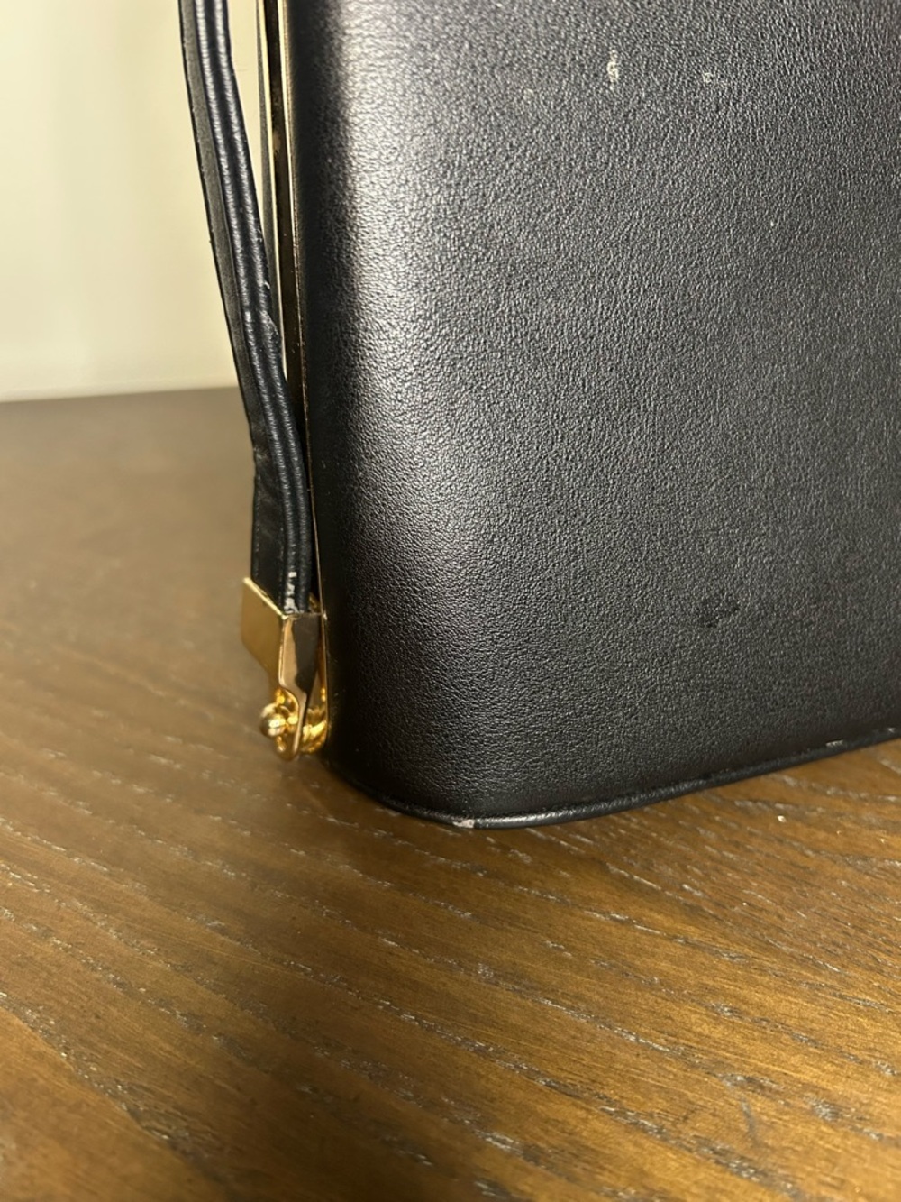 Minimalist and sleek Black Top-Handle Shoulder Bag with Gold Hardware - Picture 16 of 16